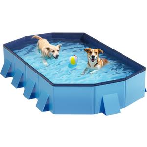 Foldable Dog Pool for Unique Octagonal Structure, 82'' Durable Dog Pool with Reinforced Support Boards for Outside Backyard