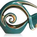 Green Gold Ceramic Fish Figurines - Coastal Home Decor, Modern Ocean Centerpieces for Living Room, Dining Area, Bathroom, Office, Coffee Table, Beach House, Nautical, Seaside, Entrance, Shelf Display