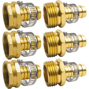 Hourleey Garden Hose Repair 1/2 Inch, Aluminum Mender Hose Connector Fitting with Clamp, Fit 1/2" Male & Female Hose Connector, 3 Sets