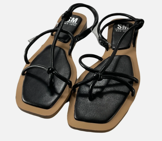 Steve Madden SM New York Strappy Thong Flat Molly Sandals Black 10