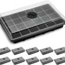 RooTrimmer 10-Pack XL Seed Starter Tray with Dome  24 Large 2" Cells per Seedling Starter Trays (Total 240 Cells), Seed Growing Tray with Humidity Lids for Greenhouse Home Plant Propagation (Black and Clear)