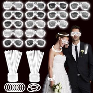 115 PCS Glow in the Dark Party Supplies,100PCS 8" Glow Sticks Bulk,15PCS Glasses,Glowing Party Favors for 4th of July
