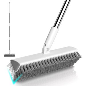 Floor Scrub Brush with Long Handle, Heavy-Duty Tile and Shower Grout Brush Stiff, Professional Grout Cleaner for Bathroom, Kitchen, Floor, Tile Brush Concrete Surfaces