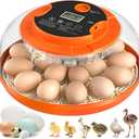 18 Egg Incubator with Automatic Egg Turning and Humidity Control, Incubators for Hatching Eggs, Chicken, Ducks, Goose, Pigeon, Quail, Parrot Incubator for Farm, Lab, Science Classroom, Home (Orange)