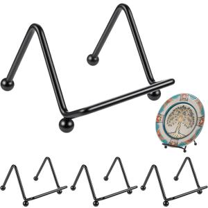 4 Pcs 2 Inch Small Plate Holder Display Stands, Mini Black Metal Easel Stand for Picture, Book, Photo & Collectibles, Square Frame Display Stand for Decorative Plate and Artistic Work