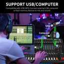XTUGA 12 Channel Audio Mixer, Professional Sound Board Mixer, DJ Mixing Console System Audio Interface,48V Phantom Digital Effect for PC Podcast Studio Karaoke Streaming Live Recording(CT120)