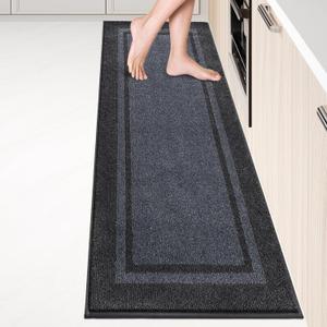 anllugs Kichen Rugs 24" x 96", Non-Slip Machine Washable Kitchen Runner Rugs Floor Mats, Absorbent Comfort Standing Mats for Kitchen, Sink, Laundry and Hallway, Bluish Grey & Charcoal