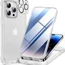 Miracase Glass Series for iPhone 14 Pro Case 6.1 Inch, Full-Body Clear Bumper Case with Built-in 9H Tempered Glass Screen Protector, with Camera Lens Protectors, Matte Clear