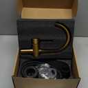 KENES Brushed Gold Single Handle Bathroom Faucets Modern Prep Wet Bar Sink Faucets Bathroom Sink Faucet with Drain Assembly & Deck Plate, Farmhouse RV Camper Outdoor Utility Faucet, KE-9005B-4 (Short)