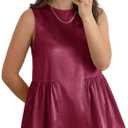 Tankaneo Womens Silk Satin Tank Tops Summer Dressy Casual Babydoll Sleeveless Shirts Peplum Pleated Loose Fit Blouses Medium