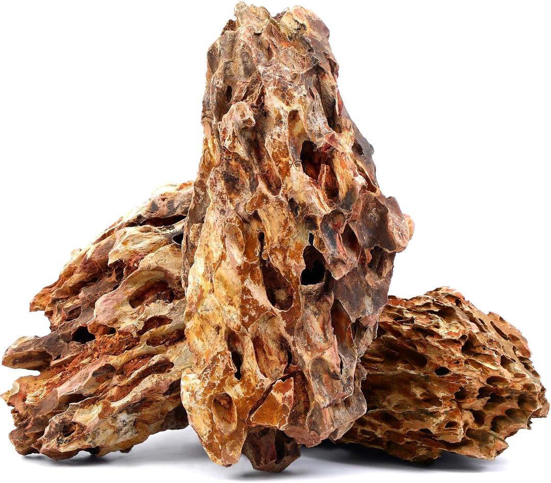 10.0-12.0 Inches Natural Dragon Stone, 3 PCS Extra Large Aquarium Rocks for Aqua scaping, Terrariums, Reptile Tanks & Aquarium Decor
