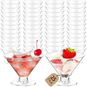 25 PCS Disposable Martini Glasses for Parties 5oz, Plastic Martini Glasses Disposable, Martini Plastic Cups for Wedding Party