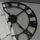Large Modern Metal Wall Clocks Rustic Round Nearly Silent Little Ticking Battery Operated Roman Numerals Clock for Living Room/Bedroom/Kitchen Wall Decor-(Black, 47cm), 19 Inch