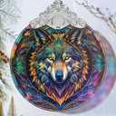 Stained Glass Wolf Christmas Ornament - Holiday Home Decor - Tree Decoration - Gift Exchange Idea
