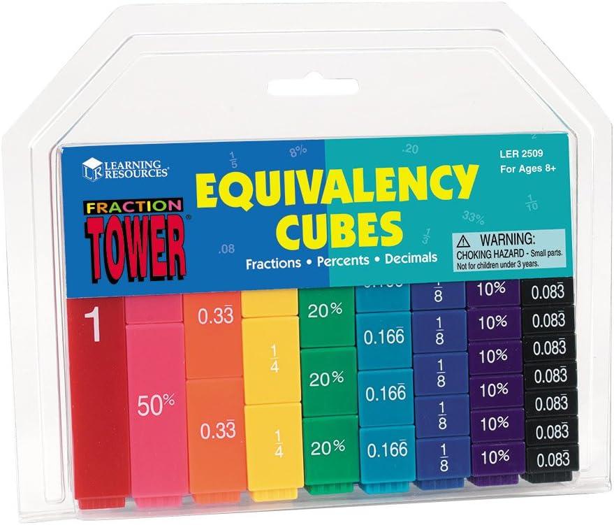 Learning Resources Fraction Tower Equivalency Cubes - 51 Pieces, Ages 6+ Math Learning Toys for Kids, Math Classroom and Homeschool Accessories, Fractions Learning for Kids,Back to School Supplies