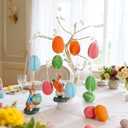 2 x Easter Decoration Egg Hanging Ornaments, 8 Pcs 3 inch Large Decorations Artificial Velvet Colorful Tree Gifts Box for Trees Spring Decorative for DIY Crafts Party School Office Home Decor