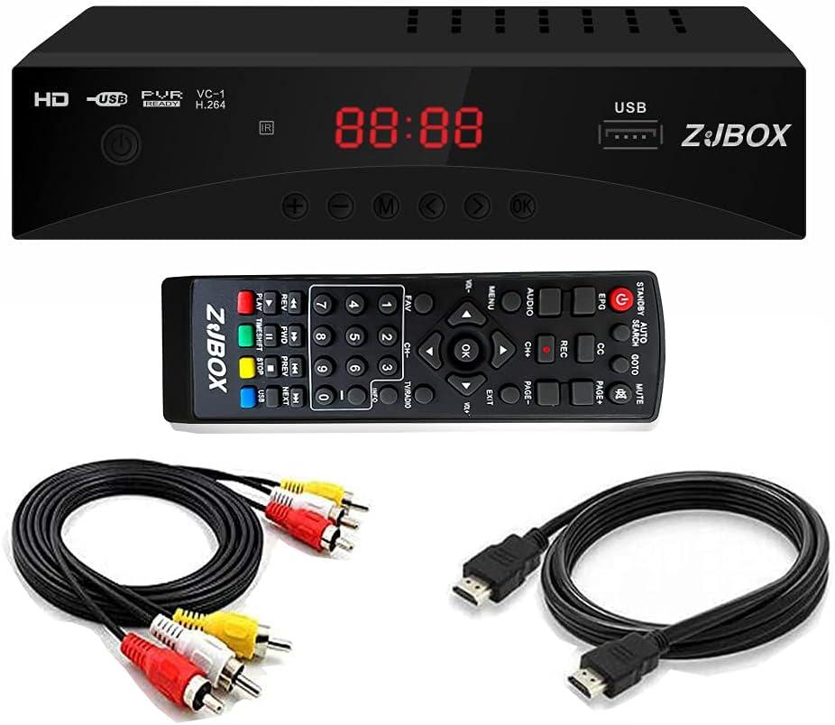Digital TV Converter Box, ATSC Tv Tuner - ZJBOX for Analog HDTV Live 1080P with Recording&Playback, HDMI Output, Timer Setting TV Tuner Function Digital Channel Free