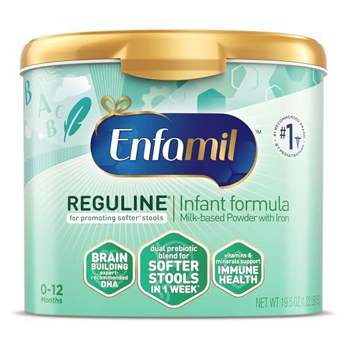 Enfamil Reguline Baby Formula, Designed for Soft, Comfortable Stools, with Omega-3 DHA & Probiotics for Immune Support, Reusable Powder Tub, 19.5 Oz 4 pieces EXP 01 FEB 27