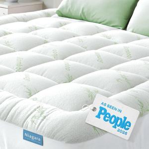 Niagara Sleep Solution Ultra Soft & Cooling Mattress Topper - Queen Size | Rayon Derived from Bamboo, Pillow Top Mattress Pad, 20" Deep Pocket, Back Pain Relief, Perfect for Hot Sleepers, Green