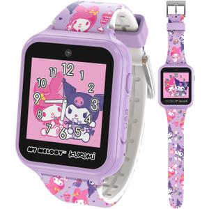 Sanrio My Melody & Kuromi Kids Smartwatch with Touchscreen Features 10 Interactive Faces, Camera for Selfies, Voice Recorder, Step Counter, 26 Games Pink Silicone Strap Kids Interactive Fun Watch 