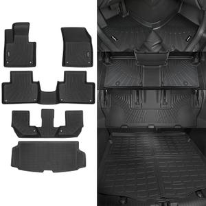 Naibeve Floor Mats for 2016-2025 2026 Volvo XC90 Gas (Not for Hybrid)(B5/B6 MHEV 7-Seater)(2nd Row Bench Seat) - All Weather for Volvo XC90 Floor Mats & Cargo Mat Waterproof Interior Accessories