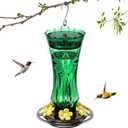 Jealoeur Hummingbird Feeder for Outdoors Hanging, 18 OZ Humming Birds Feeders with 6 Bee Guard Feeding Ports & Built-in Ant Moat, Easy to Clean, Durable Outdoor Garden Decor (Green 1 Pack)