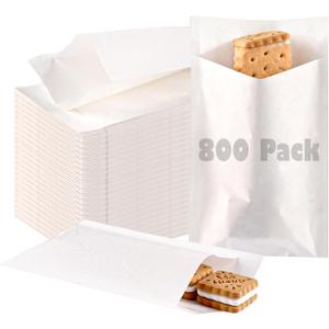 800 Pack Wax Paper Bags 4x6 inch, Greaseproof Bag Paper Cookie Bags Bakery Wax Bag for Food, Cookie, Candies and More (White)