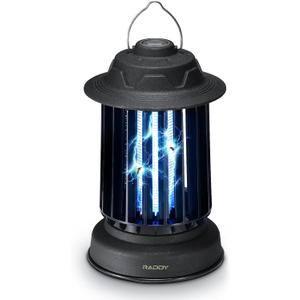 Raddy MZ-1 Outdoor Bug Zapper, Electric Mosquito & Fly Zapper, Mosquito Killer, with 24-Hour Auto Self-Cleaning Brush, 1200mAh Rechargeable Battery, Flame Light, for Patio, Camping, Garden, Farm