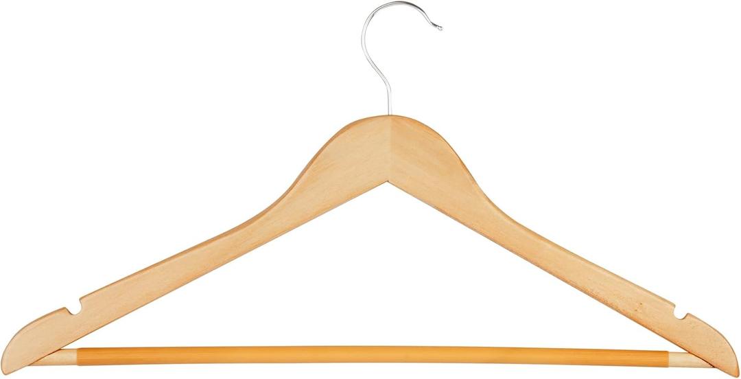 Honey-Can-Do Sturdy Maple Wood Hangers  Non-Slip Grooved Bar, Perfect for Shirts and Suits, Durable & Stylish, 24-Pack