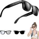 AI Smart Glasses, 8MP Camera Glasses with Music & Calls, Bluetooth, AI Translator 144 Languages & Accents, Voice Assistant, Clear Sound with Smart Touch Control (Black)