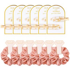 Aileam 12 PCS Bridesmaid Proposal Gifts, Gold Glitter Hair Clips and Silk Satin Scrunchies, Bridal Shower Favors for Women Girls