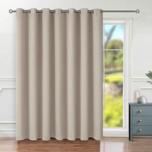 BGment Sliding Door Curtain for Patio 84 Inch Long, Extra Wide Room Divider Room Darkening Curtain for Bedroom, Blackout Thermal Insulated Privacy Window Drape, 1 Panel, Camel, 100 Inches Wide