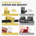 Universal Curtain Rod Holders, No Drill Curtain Rod Brackets, Self Adhesive Curtain Rod Brackets Up to 30 LB, Nail Free Curtain Rod Hooks for Bathroom, Bedroom, Livingroom, Kitchen (8PC, Gold)
