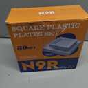 N9R 60PCS White Square Plastic Plates, 30 Dinner & 30 Dessert Plates Heavy Duty, Fancy Disposable Plates for Party, Wedding and other Events
