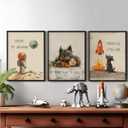 CCZ Vintage Astronaut Nursery Canvas Wall Art Space Explore Picture Wall Decor Dream Big Little One Poster Cute Dog Toddler Painting Print Artwork for Kids Boys Room Bedroom Playroom Decor, Unframed (16L"x12W")