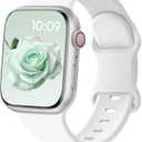 5 x Patented Sport Silicone Band Compatible with Apple Watch Bands 40mm 38mm 41mm 42mm 44mm 45mm 46mm 49mm Women Men, Soft Waterproof Sport Strap for iWatch Bands Series 11 10 9 8 7 6 5 4 3 2 1 SE Ultra (Classic White)