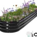 Galvanized Raised Garden Bed Outdoor- Raised Beds for Gardening| Metal Planter Box, Steel Raised Garden Bed Kit with Safety Edging and Gloves for Vegetables, Flower, Herbs (8x2x1FT, Gray)