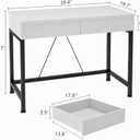 CAIYUN 40Inch Computer Desk with 2 Wooden Drawers, Small Desks for Home Office with Storage,Vanity Desk for Bedroom, Gaming Desk for Small Spaces, Simple Kids Study Writing Desk Table (White, Wooden), 39 Inch