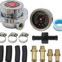 Manual Adjustable 1-5 PSI Fuel Pressure Regulator Carburetor Carb Fuel Pump Kit with 0-15 PSI Pressure Gauge and Fuel Block (complete set)