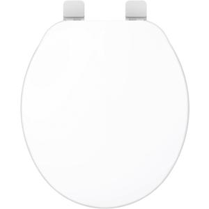 Gerber Round Front Toilet Seat with Cover, Standard Close, Quick & Easy Install, Heavy-Duty Plastic, Durable & Fade-Resistant, White GC55012043