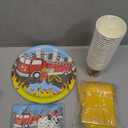 BLUE PANDA - Firetruck Birthday Party Decorations, Paper Plates, Napkins, Cups and Plastic Cutlery (Serves 24, 144 Pieces) - Fire Truck Plates - Fire Truck - Party Decoration - Birthday Supplies