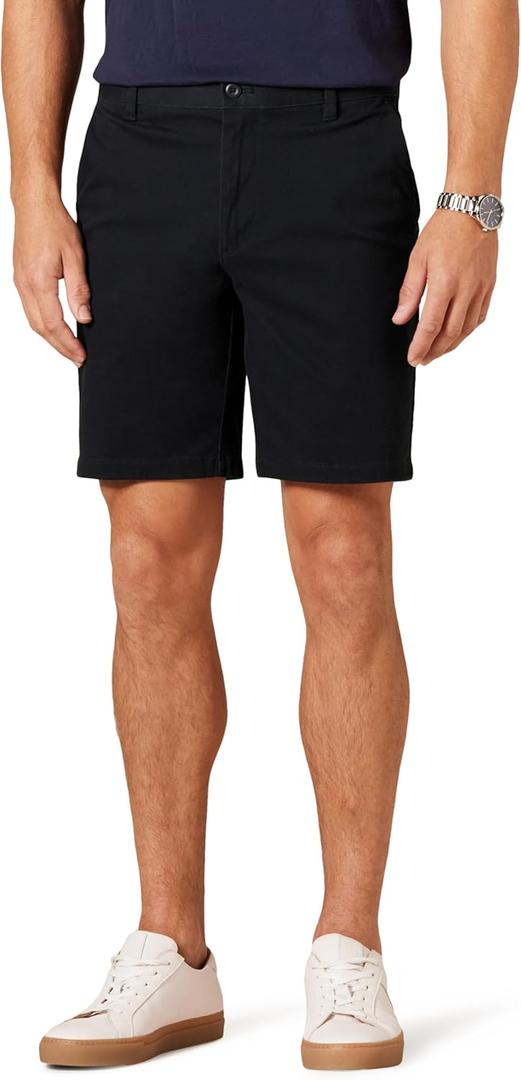 Amazon Essentials Men's Slim-Fit 9" Stretch Chino Short (Black)