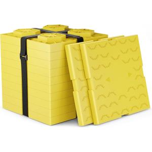 WELLUCK RV Leveling Blocks 12 Pack, Heavy Duty Camper Blocks & Interlocking Design Camper Levelers with 2 Velcro Straps - Customizable Height Sturdy RV Blocks for Single & Dual Wheels