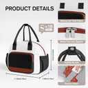 Stylish Color-blocked Lunch Bag for Women, Leakproof Lunch Box for Adult Girls, Large Capacity Reusable Lunch Box for Work Picnic Travel (Black with Off White with Brown)