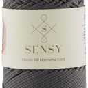 Sensy Premium 1.5mm 164 Yards Polyester Rope 100% Polypropylene Cord Macrame Cord 1.5mm Crochet Bag Cord Macrame Rope Crochet Thread Gift for Knitter (Anthracite)