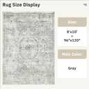 Soalmost Washable Area Rug 8x10, Gray Soft Rug for Living Room Vintage 8x10 Area Rugs for Bedroom Dining Room Floral Non-Slip Thin Grey Rug