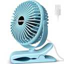 HONYIN 720° Rotation Small Desk & Clip on Fan with Sturdy Clamp, 3 Speeds, Quiet Little Personal Cooling Fan by USB Plug In, for Bedroom Office Desktop Treadmill (Blue)