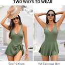 Women's One Piece Swimsuit Sparkly Rhinestone Tie Knot Swim Dress | Tummy Control Bathing Suit Modest Full Coverage Swimwear 2026 (Green, S)