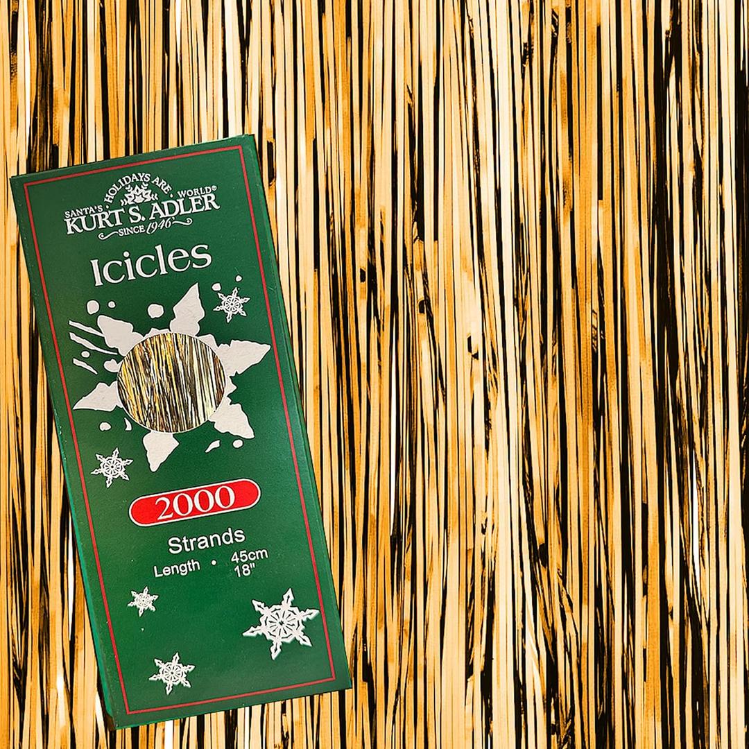 Kurt Adler Gold Tinsel Icicles Strands 2000 18 Icicle Strand Garlands Per Package
