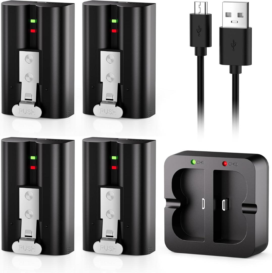 4-Pack Replacement Battery for Ring Doorbell - 7200mAh Rechargeable Camera Batteries with Charger Station for Ring Video Doorbell 2/3/3 Plus/4, Spotlight Cam, Stick Up Cam and Peephole Cam Indoor